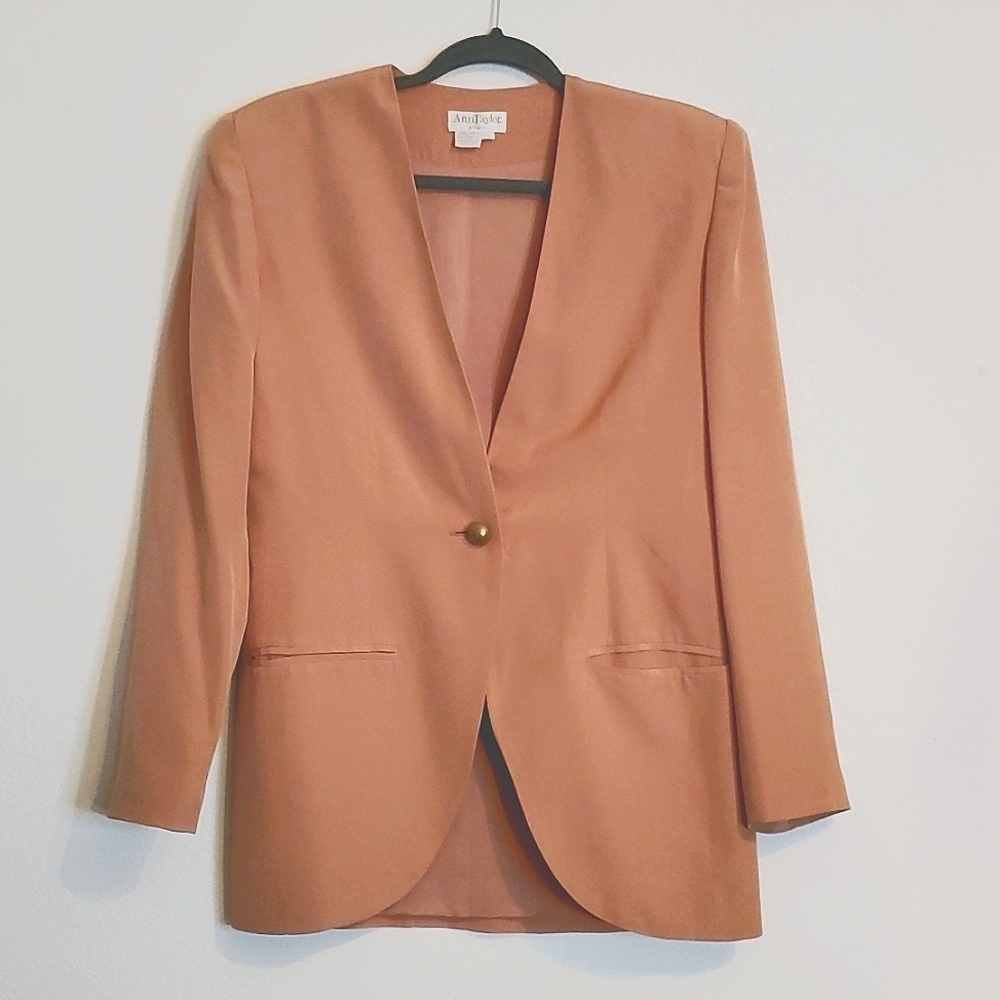 Vintage Ann Taylor Studio women's silk one button blazer size 4